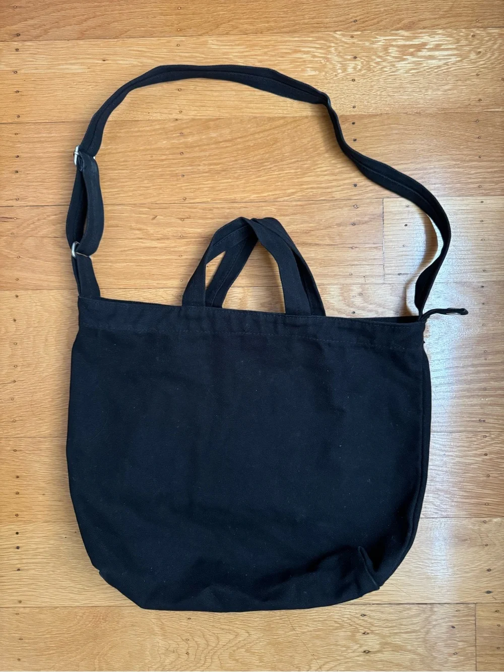 BAGGU Black Canvas Tote with Adjustable Shoulder Strap
